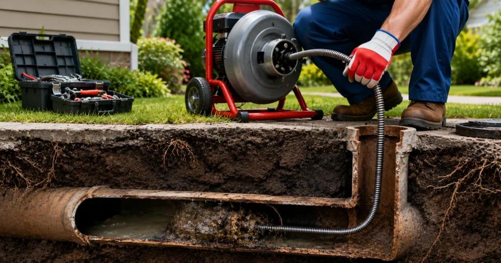 how to clear a main sewer line clog