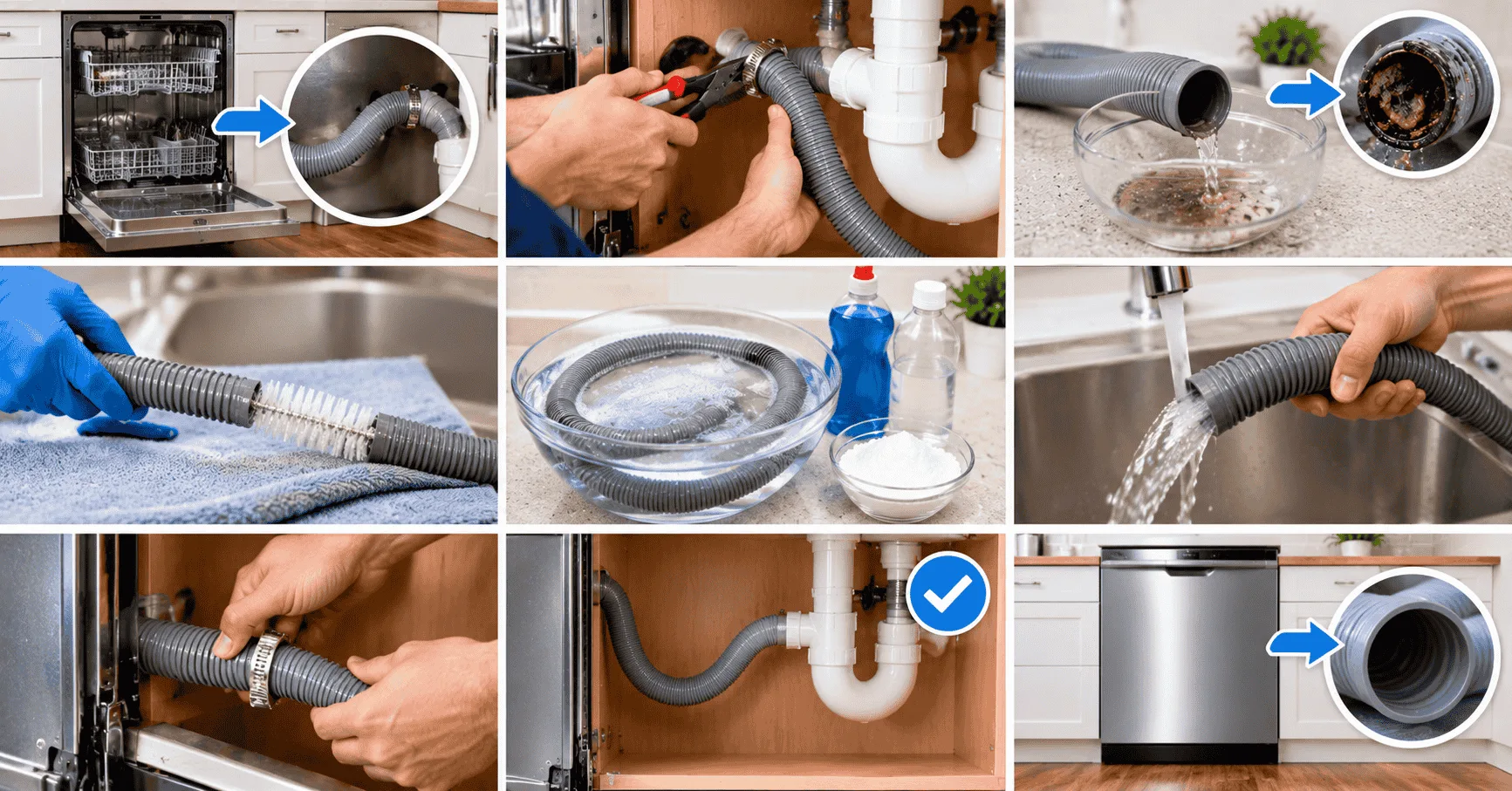 how to clear a clogged dishwasher drain hose step by step